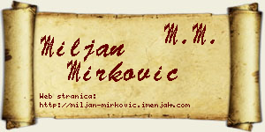 Miljan Mirković vizit kartica